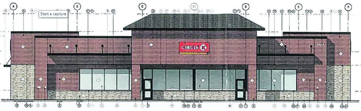 Circle K is trading its boxy structure and red and yellow roof at its store near Mt. Comfort for a more modern structure with subtler colors and varying exterior dimensions. (Submitted image)  Submitted image