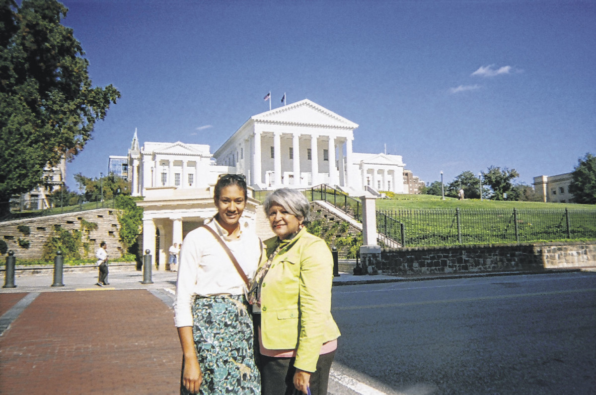Cheryl Armstrong, right, and her daughter, Jasmine, pictured outside the Virginia state capitol, have researched and written about their family's history. Learning about what happened to their ancestor changed the way they looked at their family's past. “I was ashamed and embarrassed and shocked, and I was very angry,” Cheryl said of learning about William Keemer.